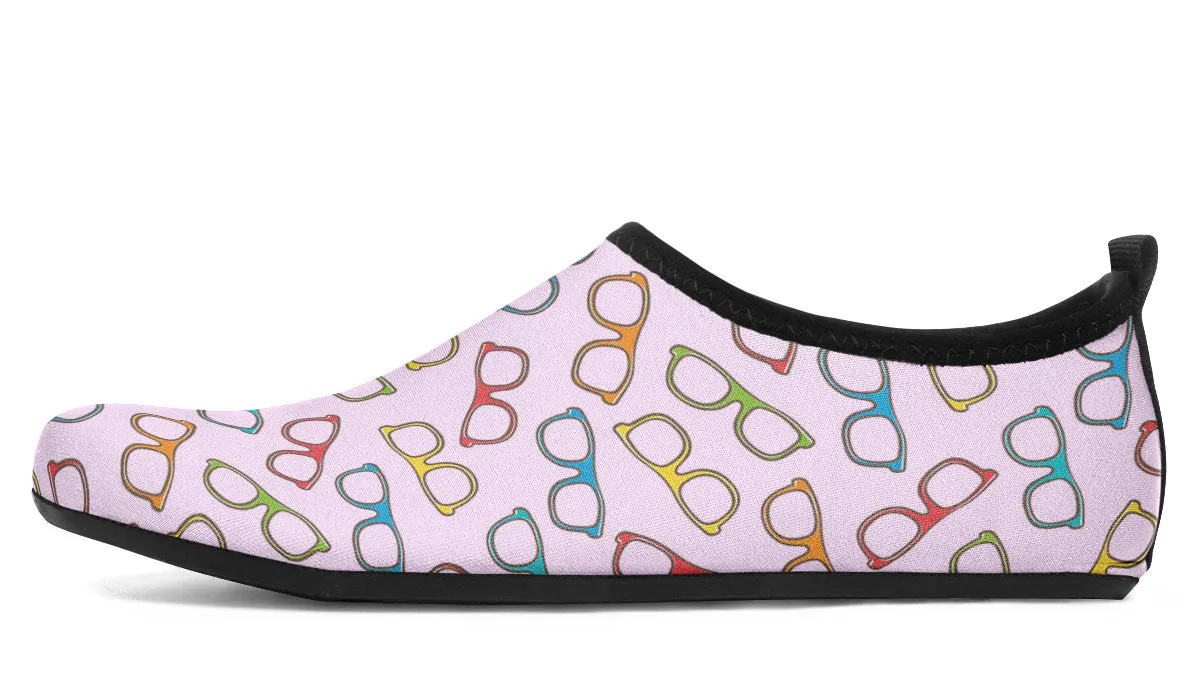 Eye Glasses Pattern Pink Aqua Barefoot Shoes