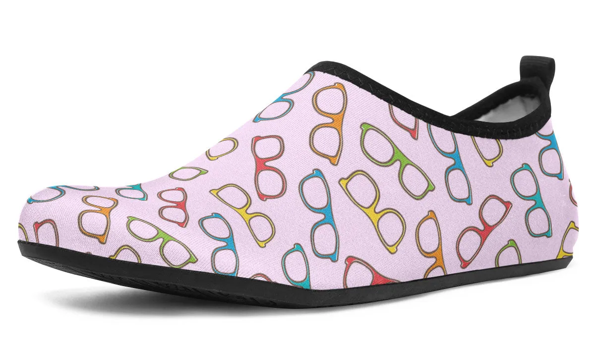 Eye Glasses Pattern Pink Aqua Barefoot Shoes
