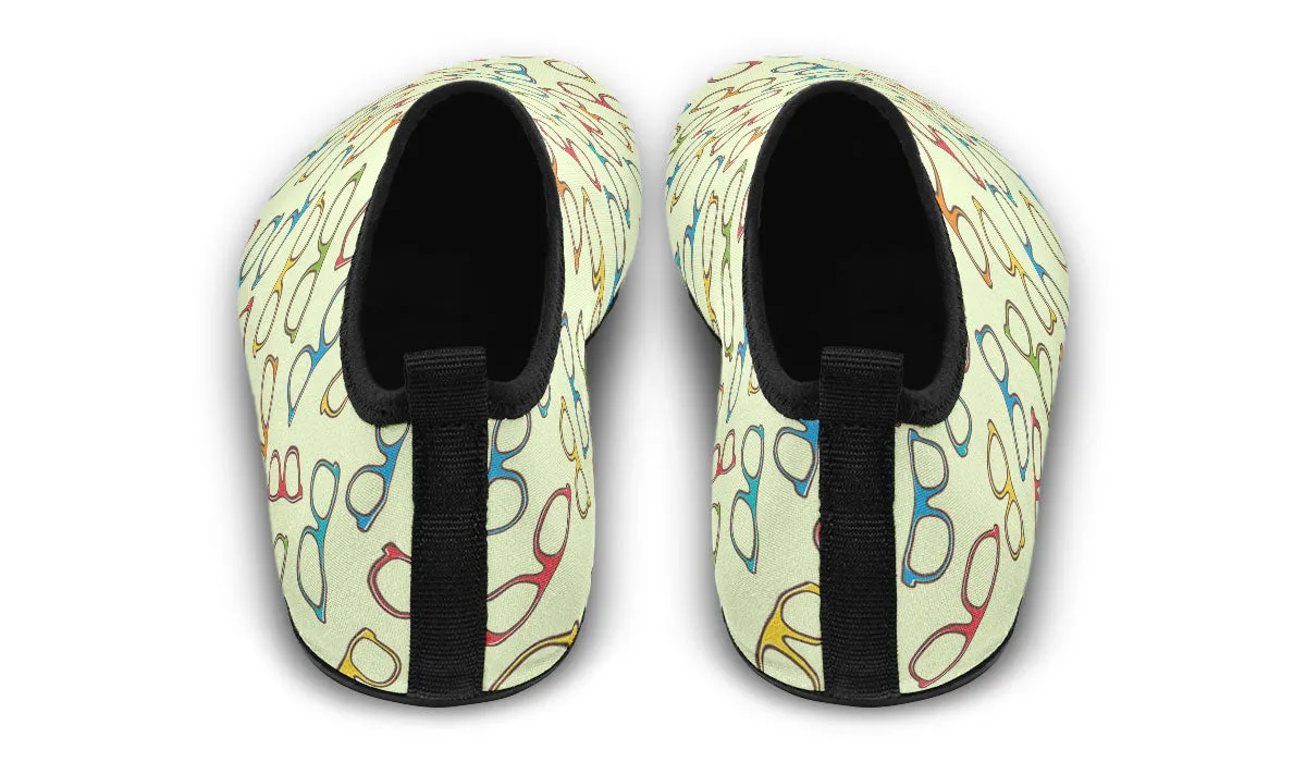 Eye Glasses Pattern Yellow Aqua Barefoot Shoes