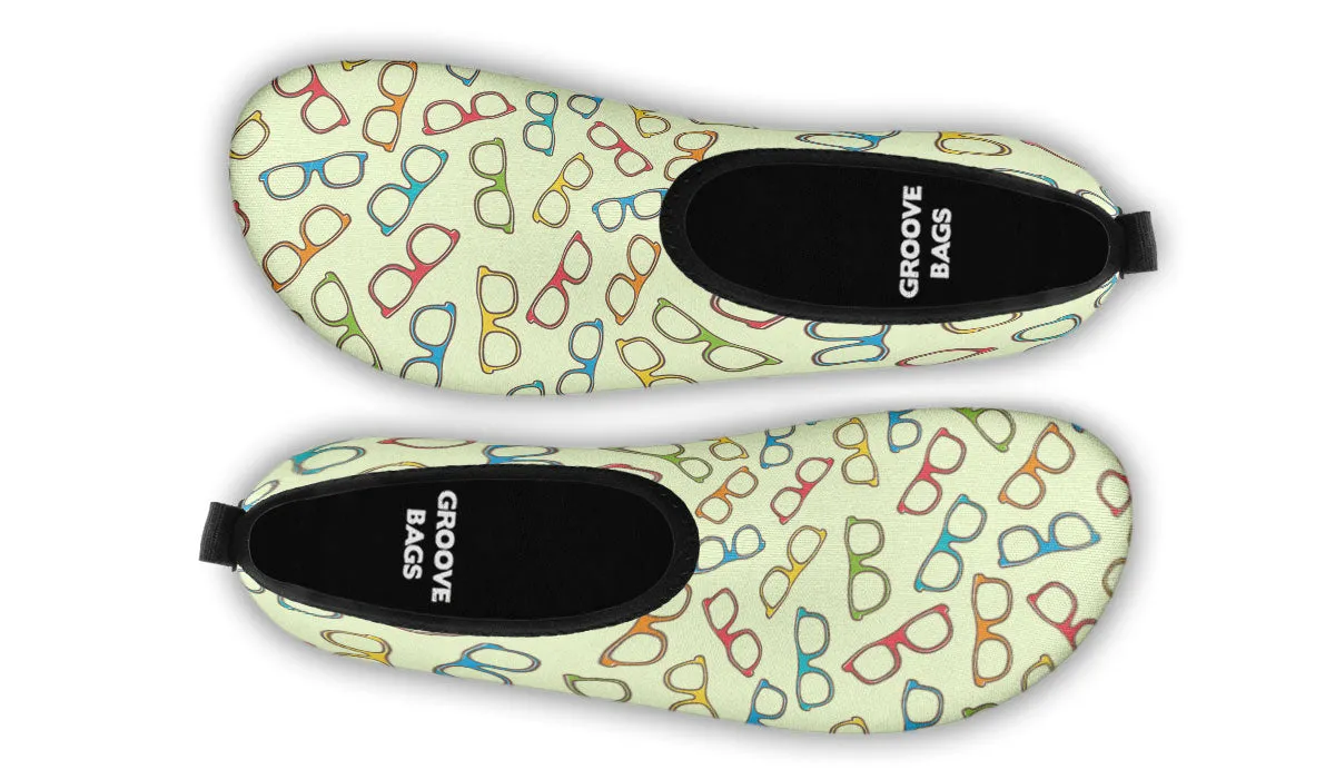 Eye Glasses Pattern Yellow Aqua Barefoot Shoes