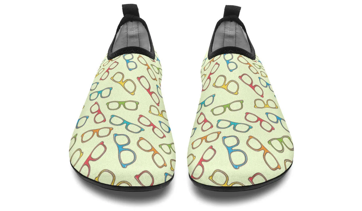 Eye Glasses Pattern Yellow Aqua Barefoot Shoes