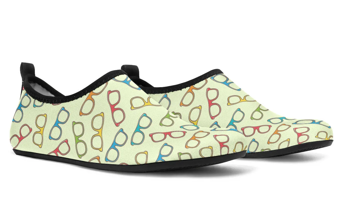Eye Glasses Pattern Yellow Aqua Barefoot Shoes
