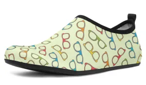 Eye Glasses Pattern Yellow Aqua Barefoot Shoes