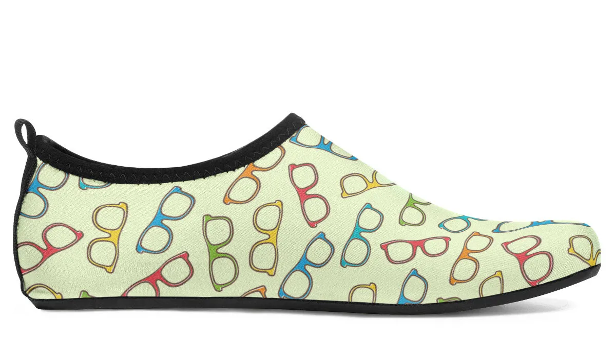 Eye Glasses Pattern Yellow Aqua Barefoot Shoes