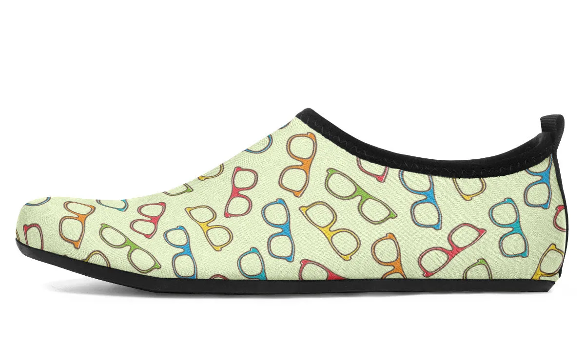Eye Glasses Pattern Yellow Aqua Barefoot Shoes