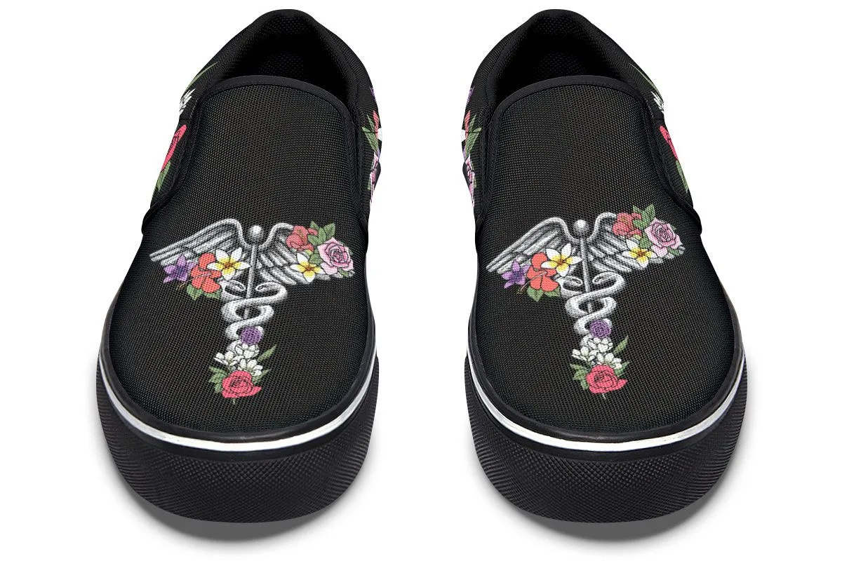 Floral Anatomy Caduceus Slip-On Shoes