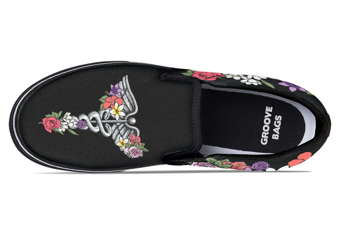 Floral Anatomy Caduceus Slip-On Shoes