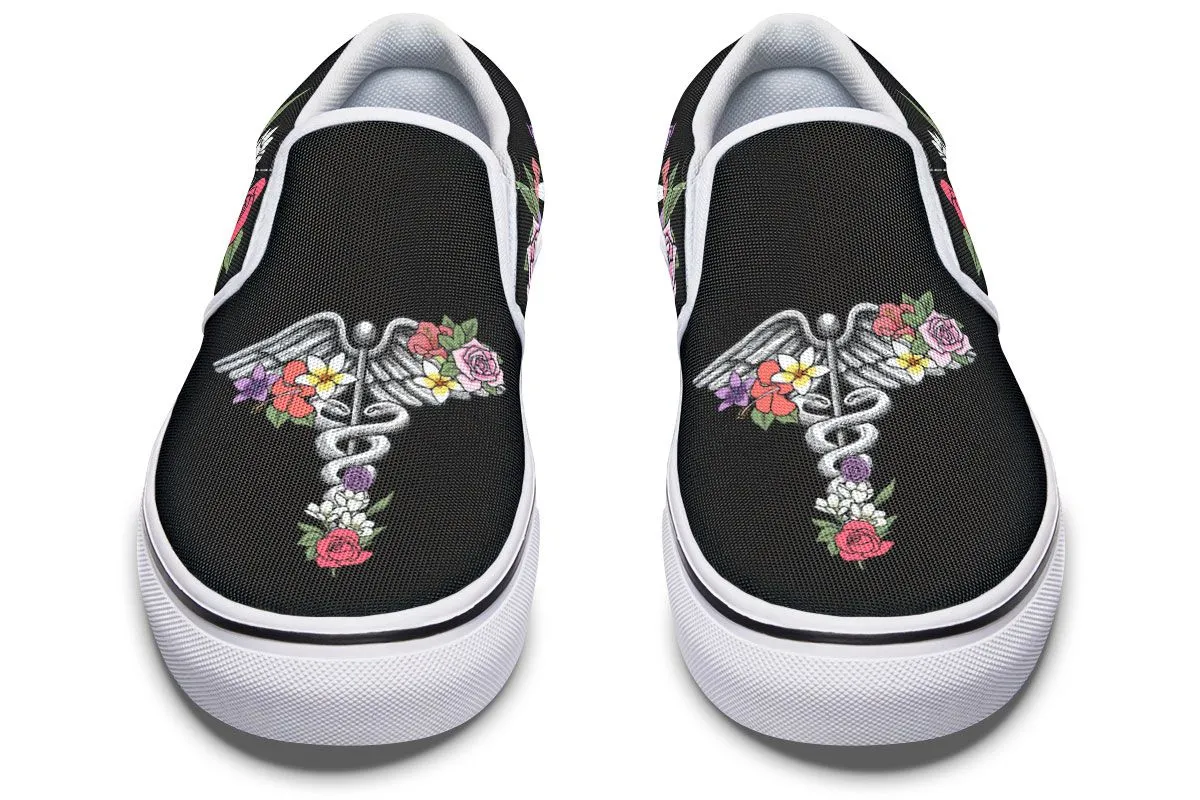 Floral Anatomy Caduceus Slip-On Shoes