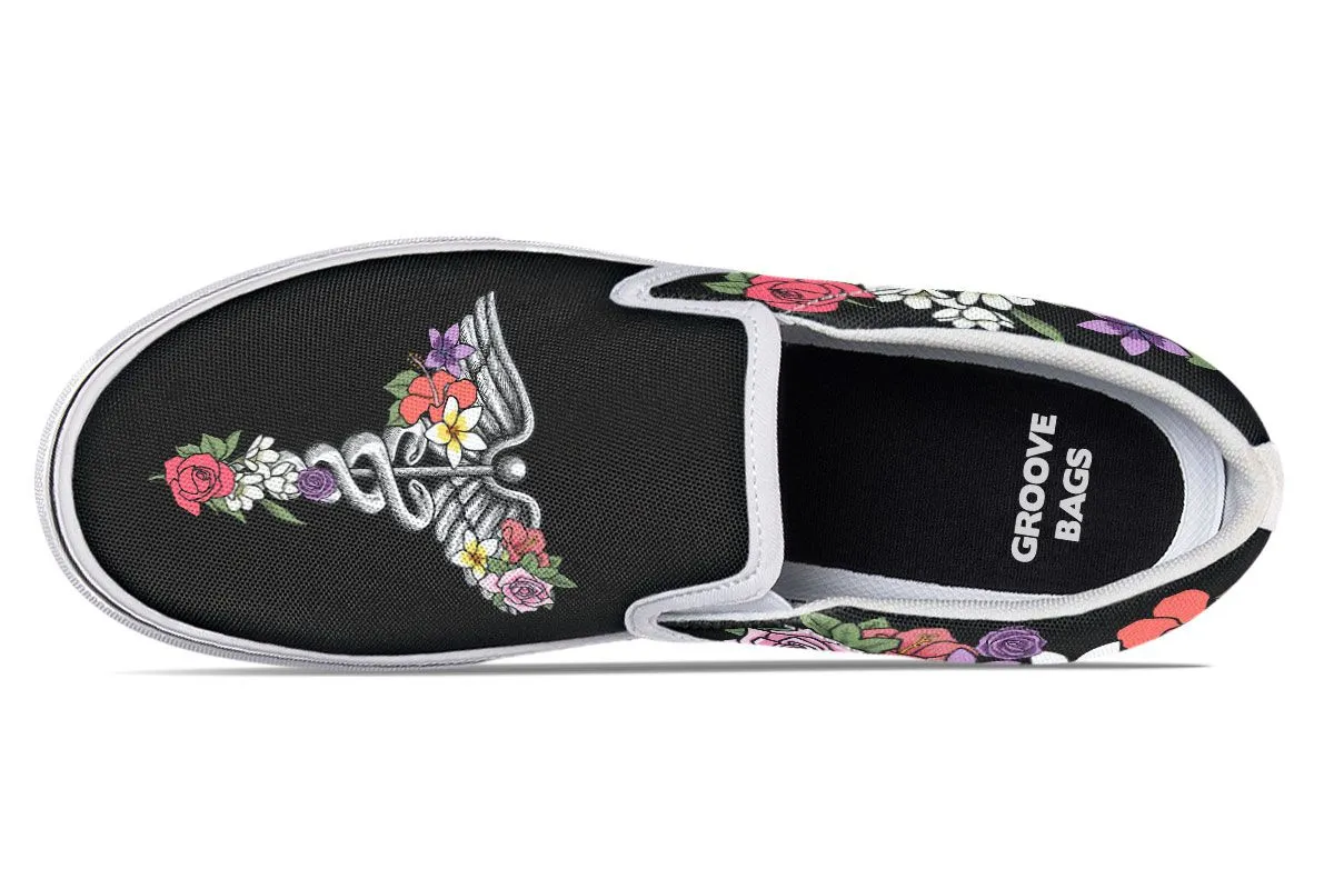 Floral Anatomy Caduceus Slip-On Shoes