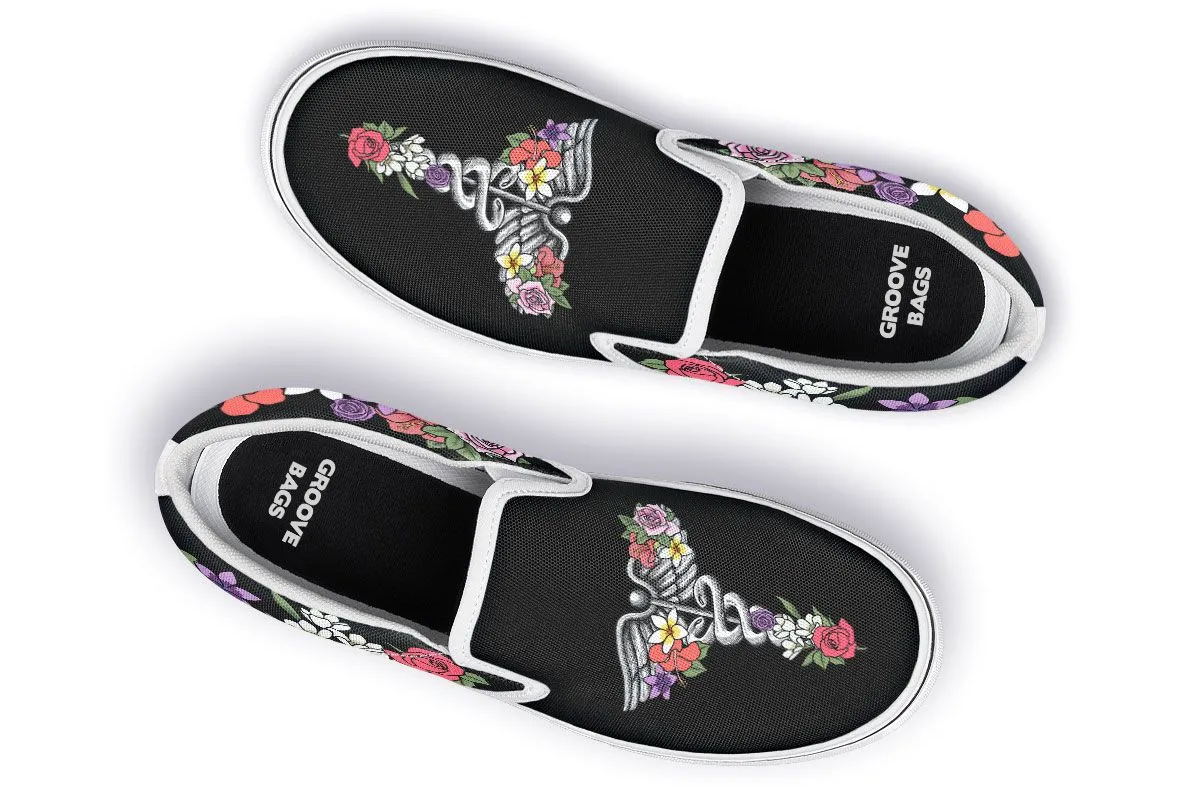 Floral Anatomy Caduceus Slip-On Shoes