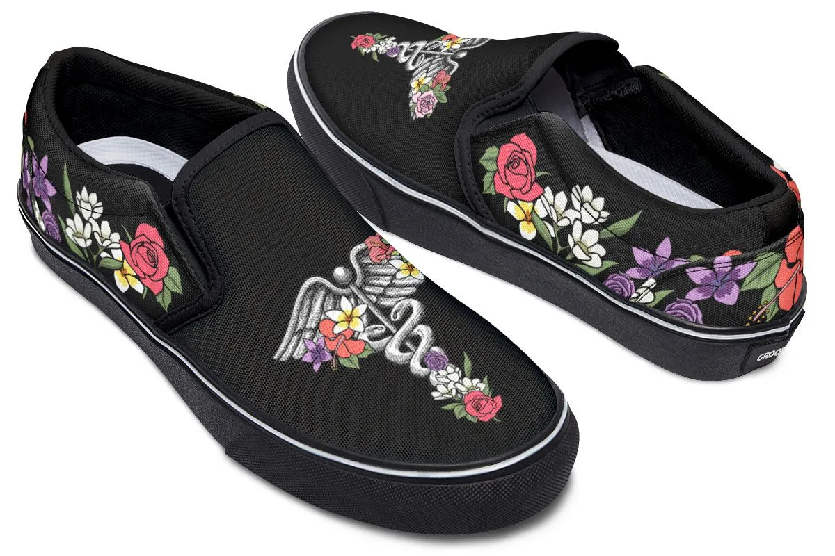 Floral Anatomy Caduceus Slip-On Shoes