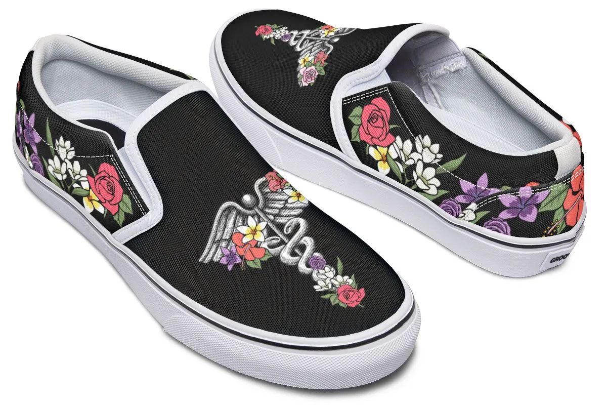 Floral Anatomy Caduceus Slip-On Shoes