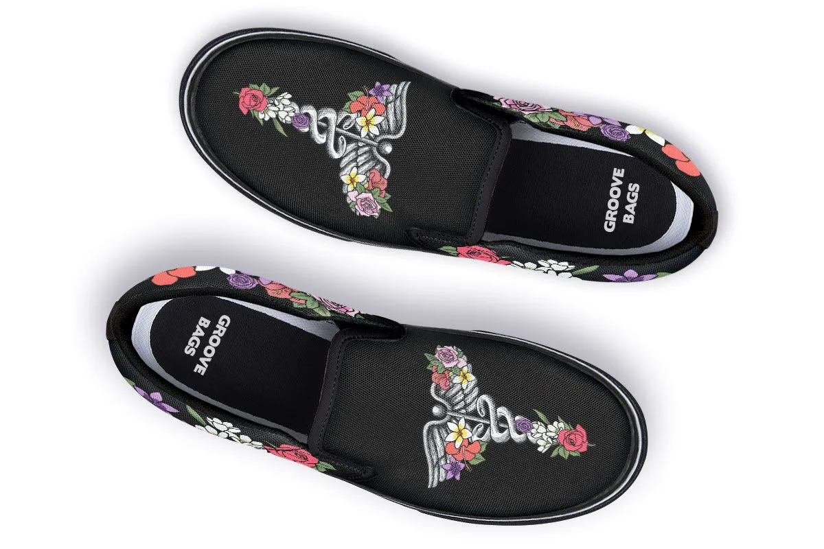 Floral Anatomy Caduceus Slip-On Shoes