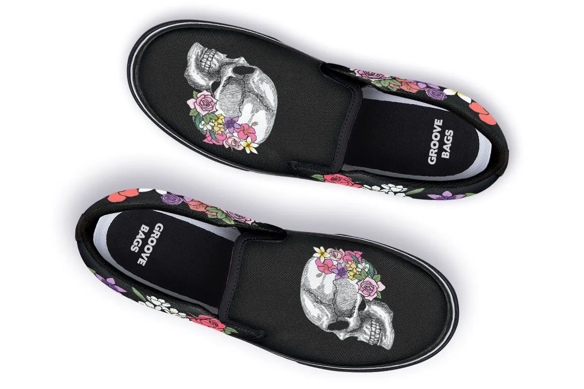 Floral Anatomy Skull Slip-On Shoes
