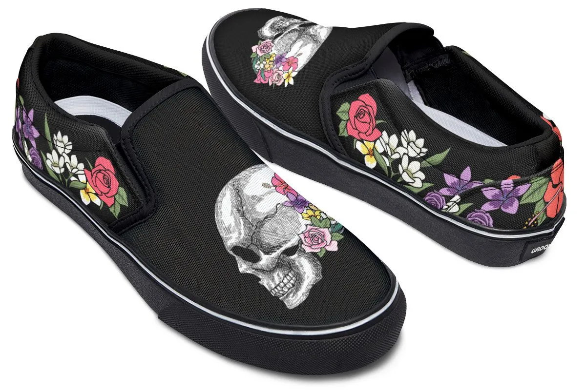Floral Anatomy Skull Slip-On Shoes