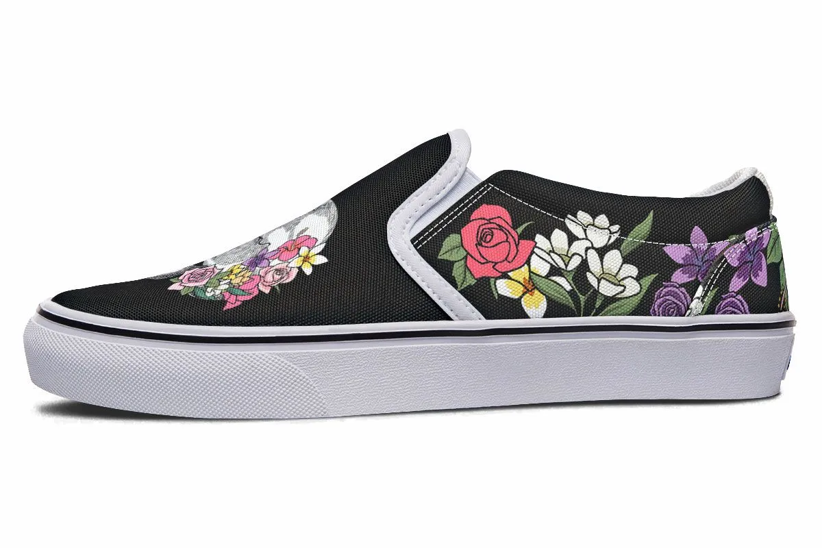 Floral Anatomy Skull Slip-On Shoes
