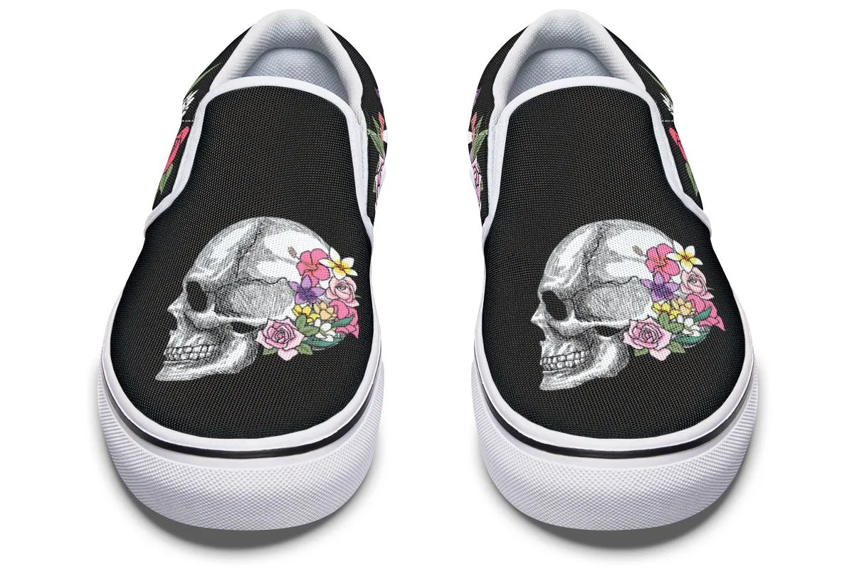 Floral Anatomy Skull Slip-On Shoes