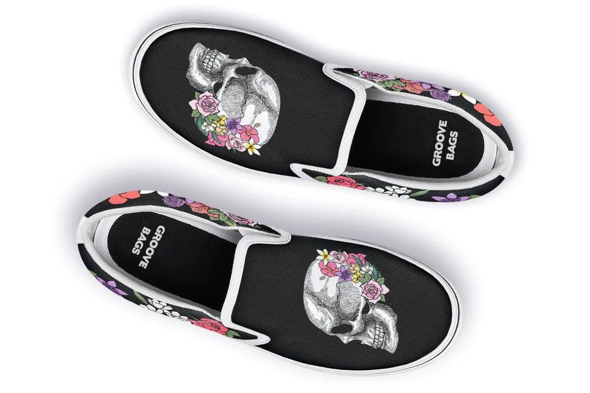 Floral Anatomy Skull Slip-On Shoes