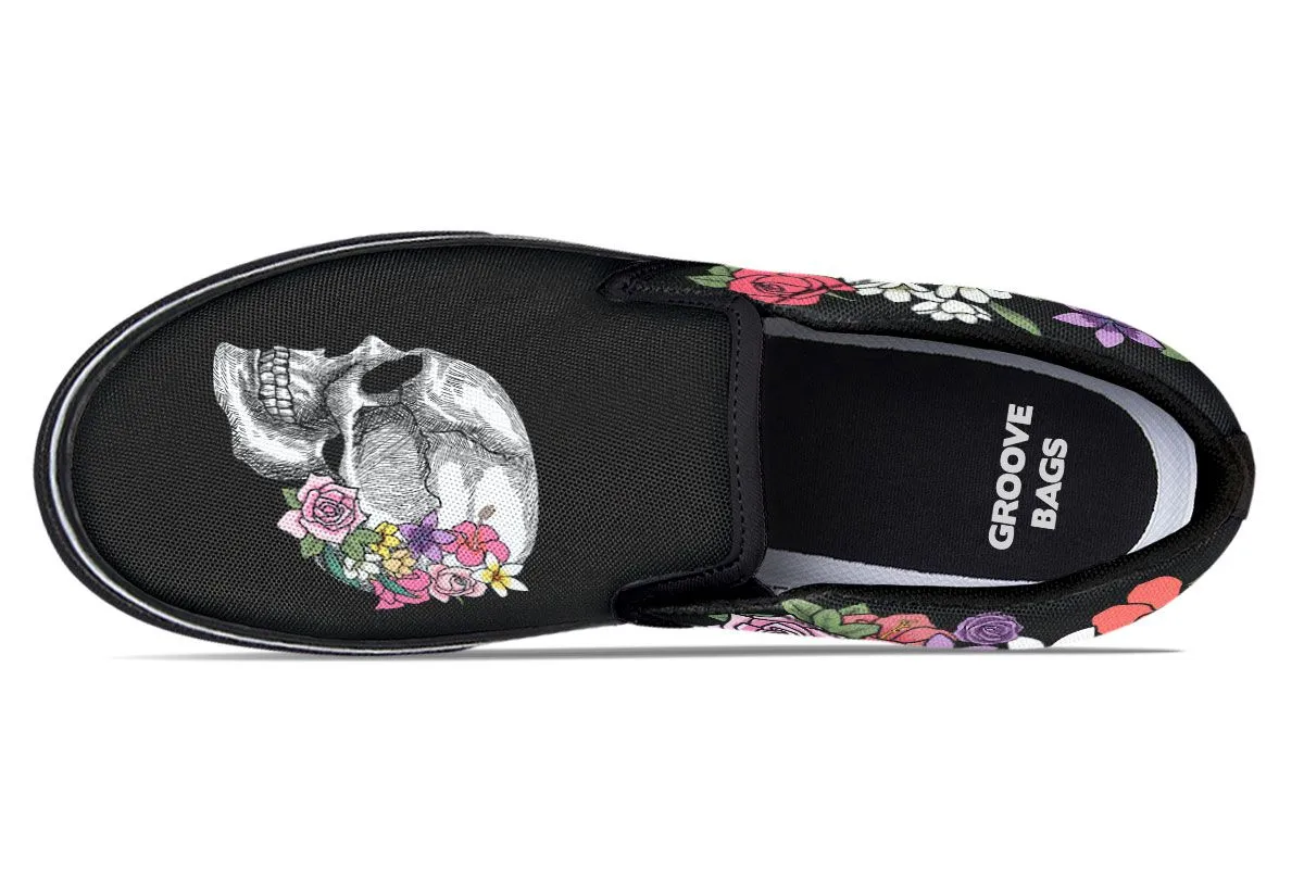 Floral Anatomy Skull Slip-On Shoes