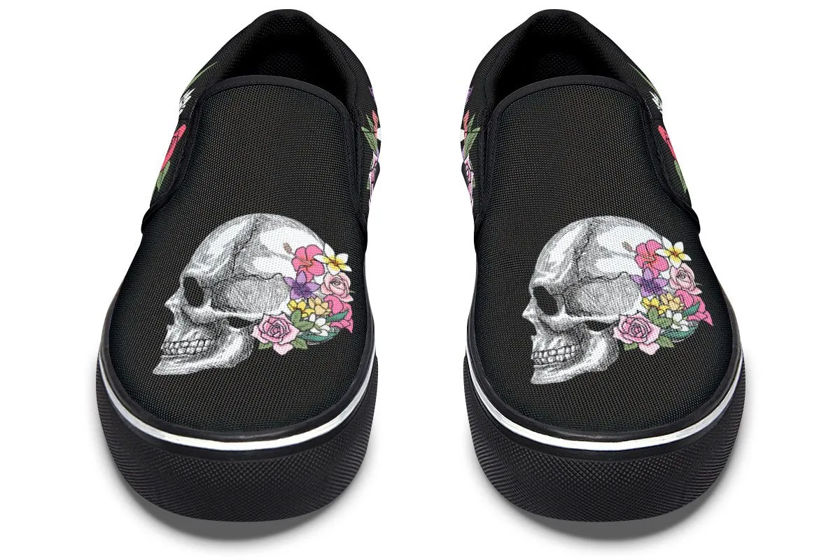 Floral Anatomy Skull Slip-On Shoes