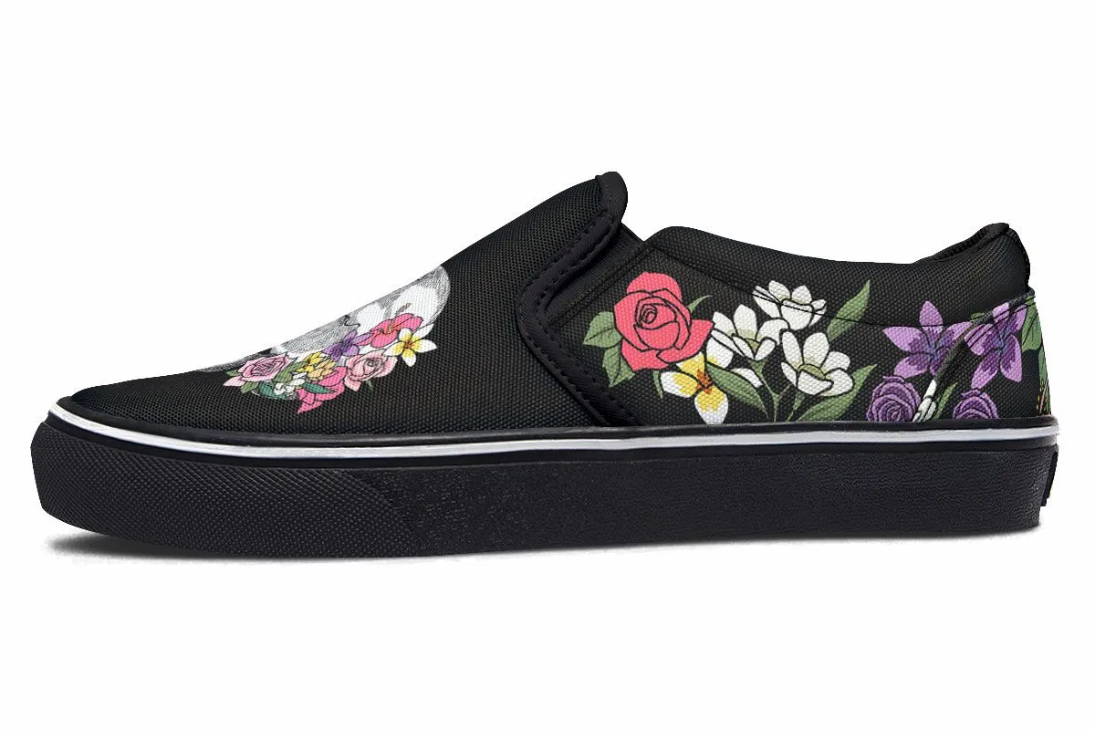 Floral Anatomy Skull Slip-On Shoes