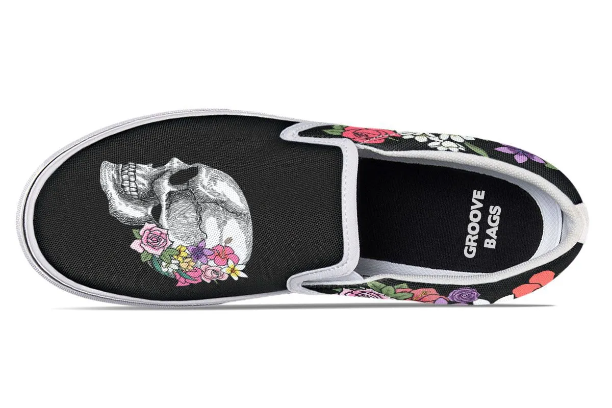 Floral Anatomy Skull Slip-On Shoes
