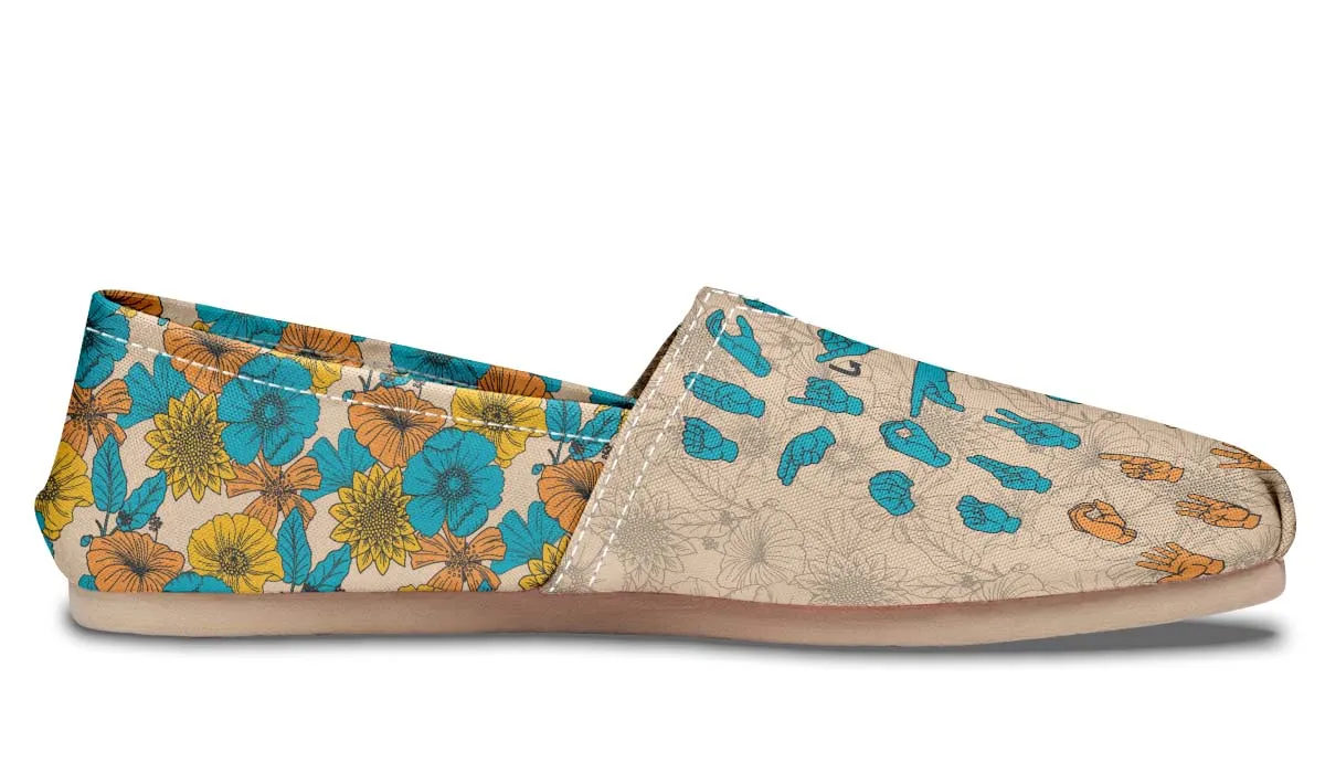 Floral ASL Alphabet Casual Shoes