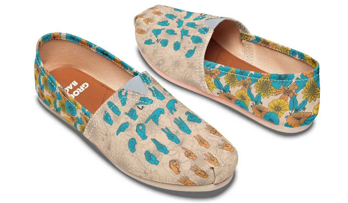 Floral ASL Alphabet Casual Shoes