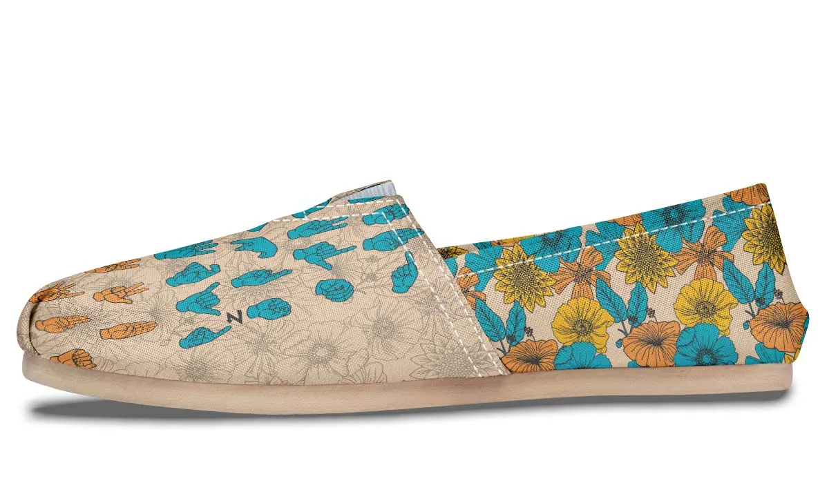 Floral ASL Alphabet Casual Shoes