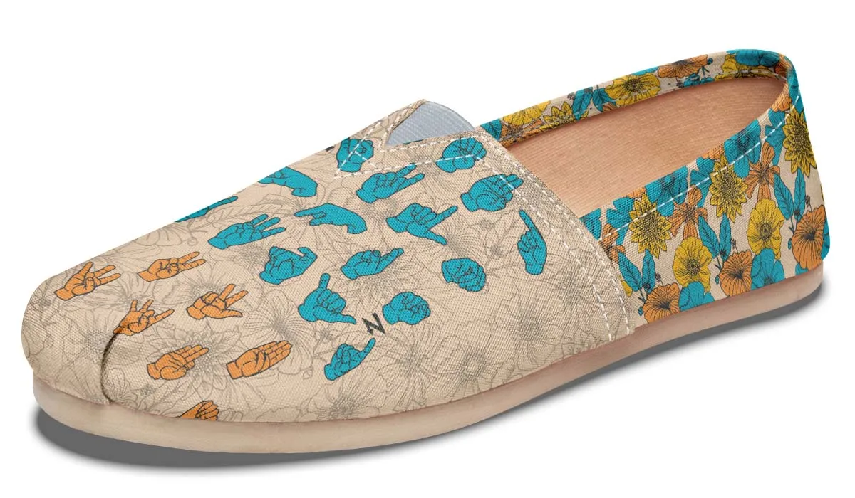 Floral ASL Alphabet Casual Shoes