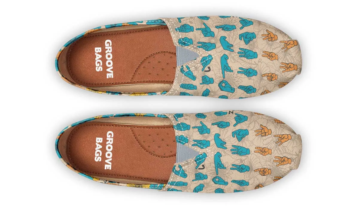 Floral ASL Alphabet Casual Shoes