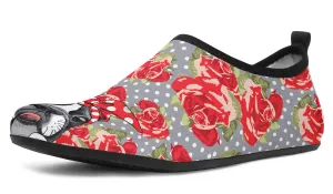 Floral Boston Terrier Aqua Barefoot Shoes