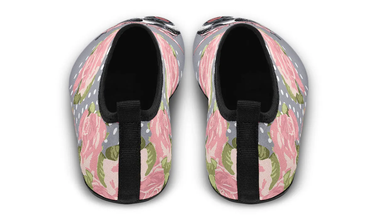 Floral Boston Terrier Pink Aqua Barefoot Shoes