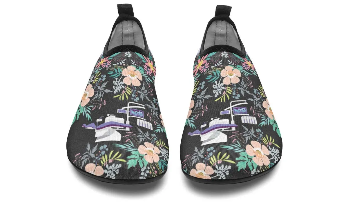 Floral Dentist Office Aqua Barefoot Shoes