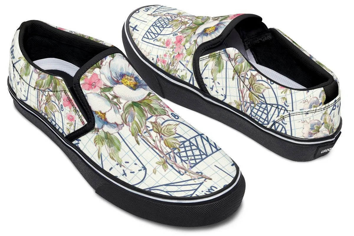 Floral Math Symbols Slip-On Shoes