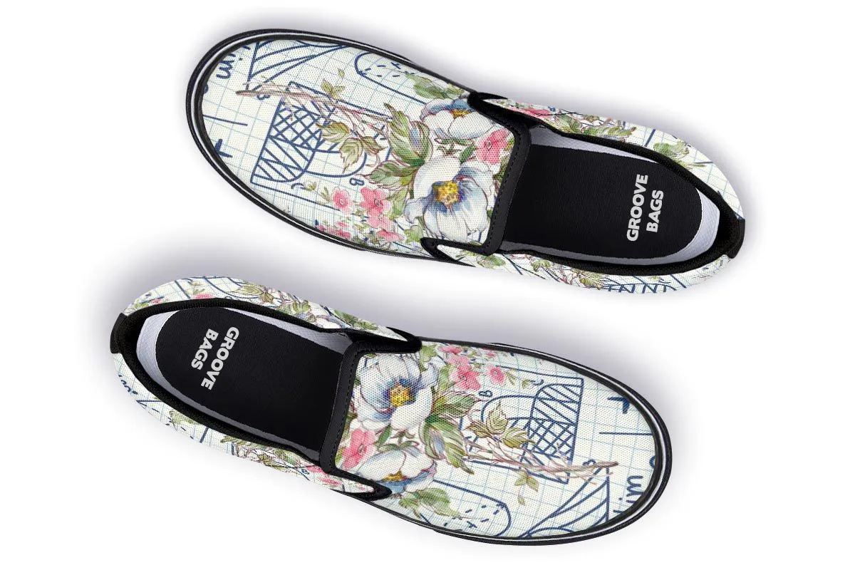 Floral Math Symbols Slip-On Shoes