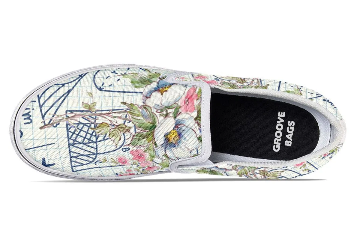 Floral Math Symbols Slip-On Shoes