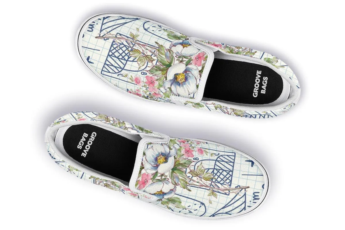 Floral Math Symbols Slip-On Shoes