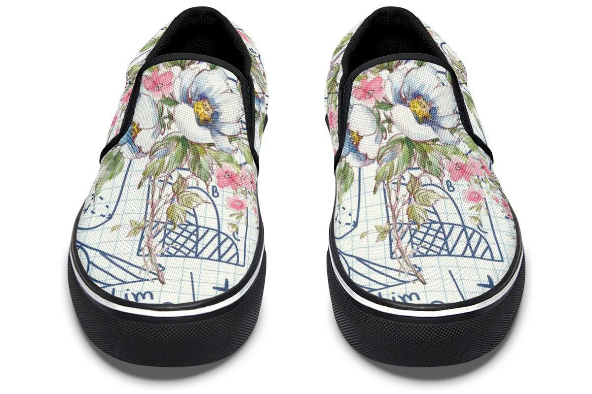 Floral Math Symbols Slip-On Shoes
