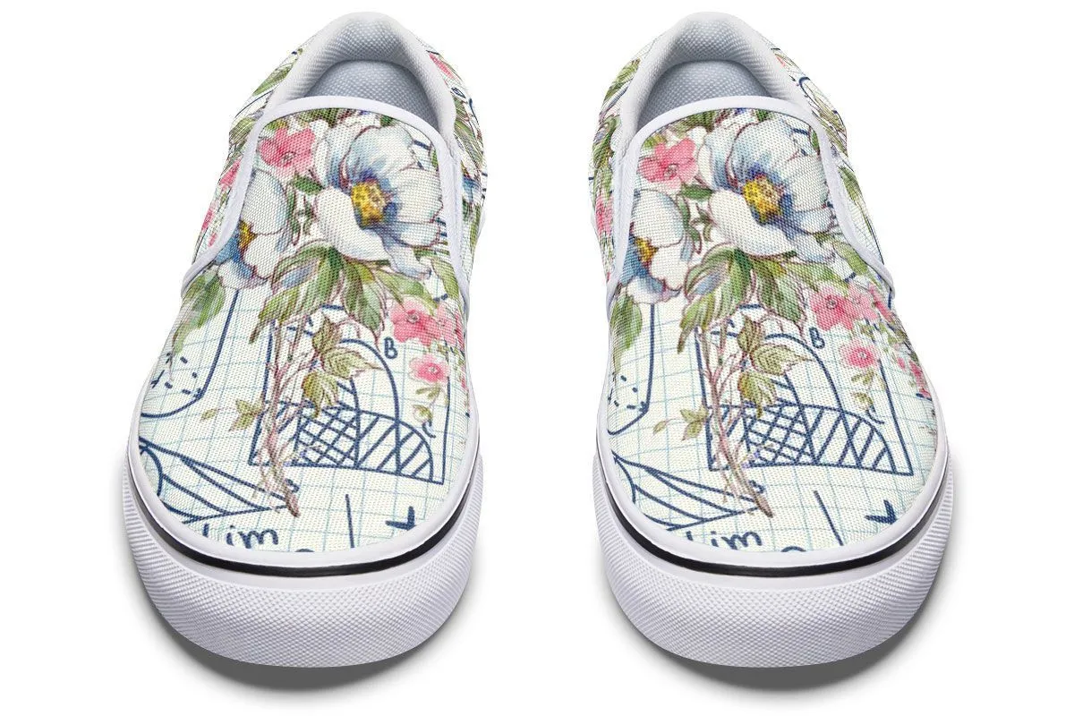 Floral Math Symbols Slip-On Shoes
