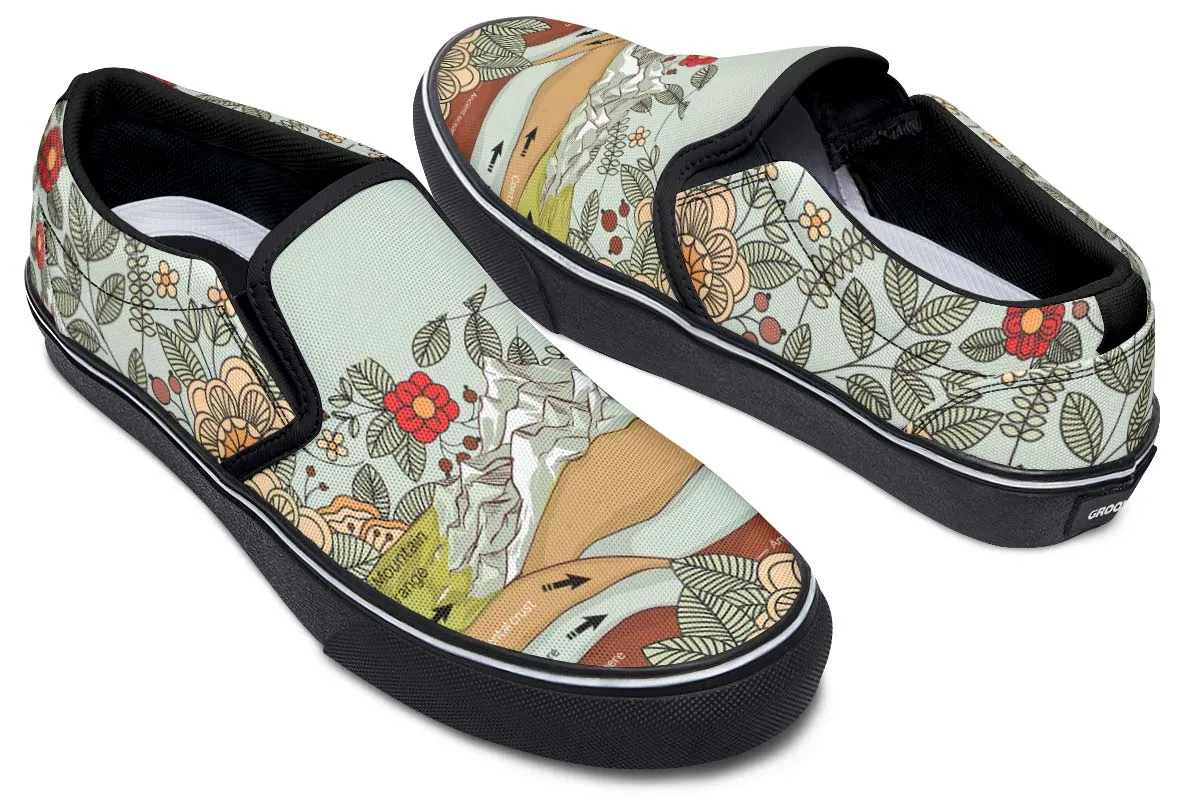 Floral Mountain Range Slip-On Shoes