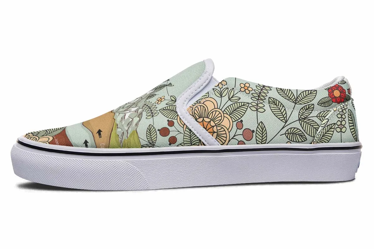 Floral Mountain Range Slip-On Shoes