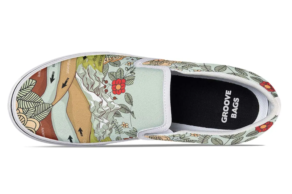Floral Mountain Range Slip-On Shoes