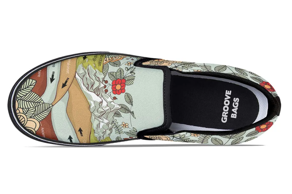 Floral Mountain Range Slip-On Shoes