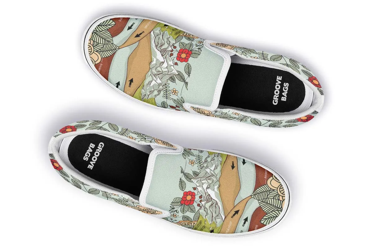 Floral Mountain Range Slip-On Shoes