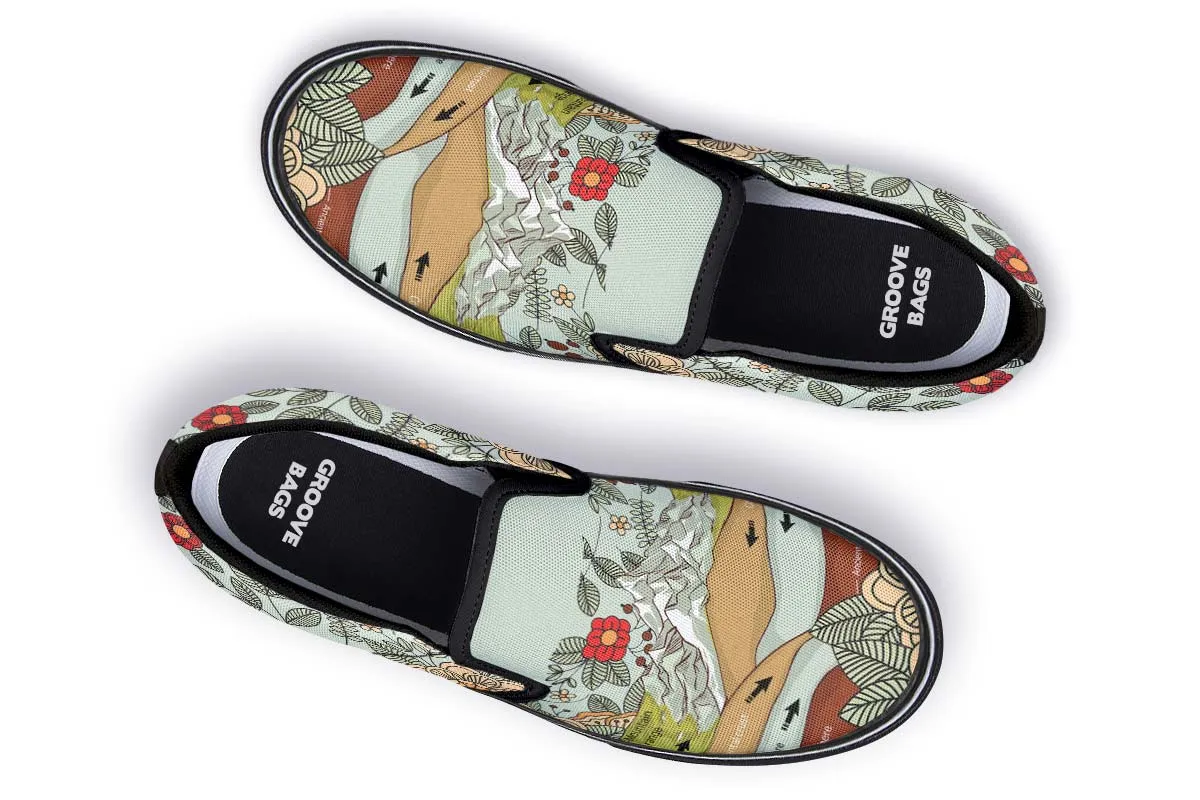 Floral Mountain Range Slip-On Shoes