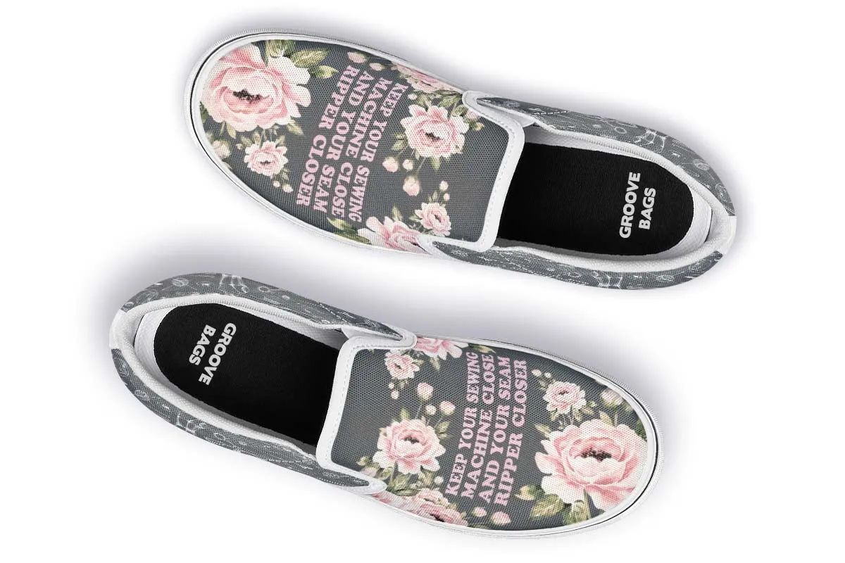 Floral Sewing Slip-On Shoes
