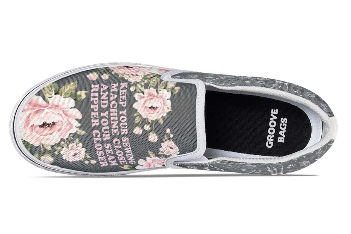 Floral Sewing Slip-On Shoes