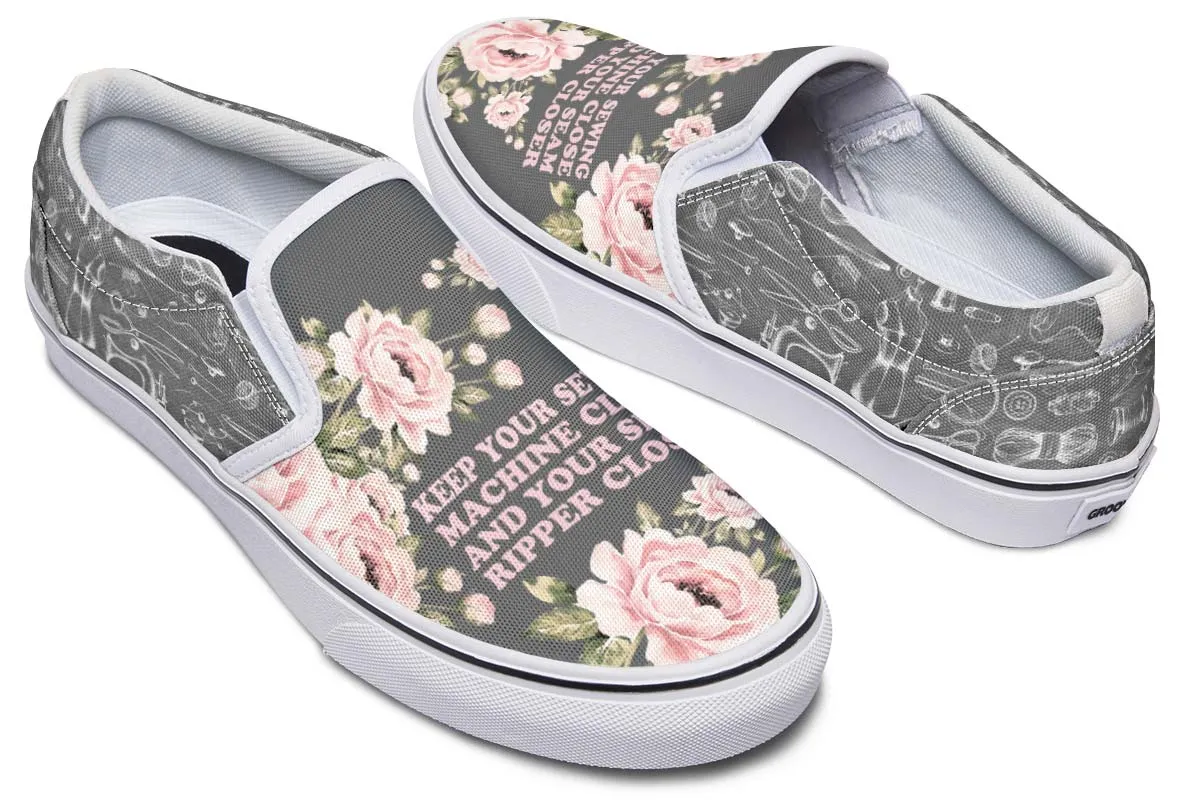 Floral Sewing Slip-On Shoes