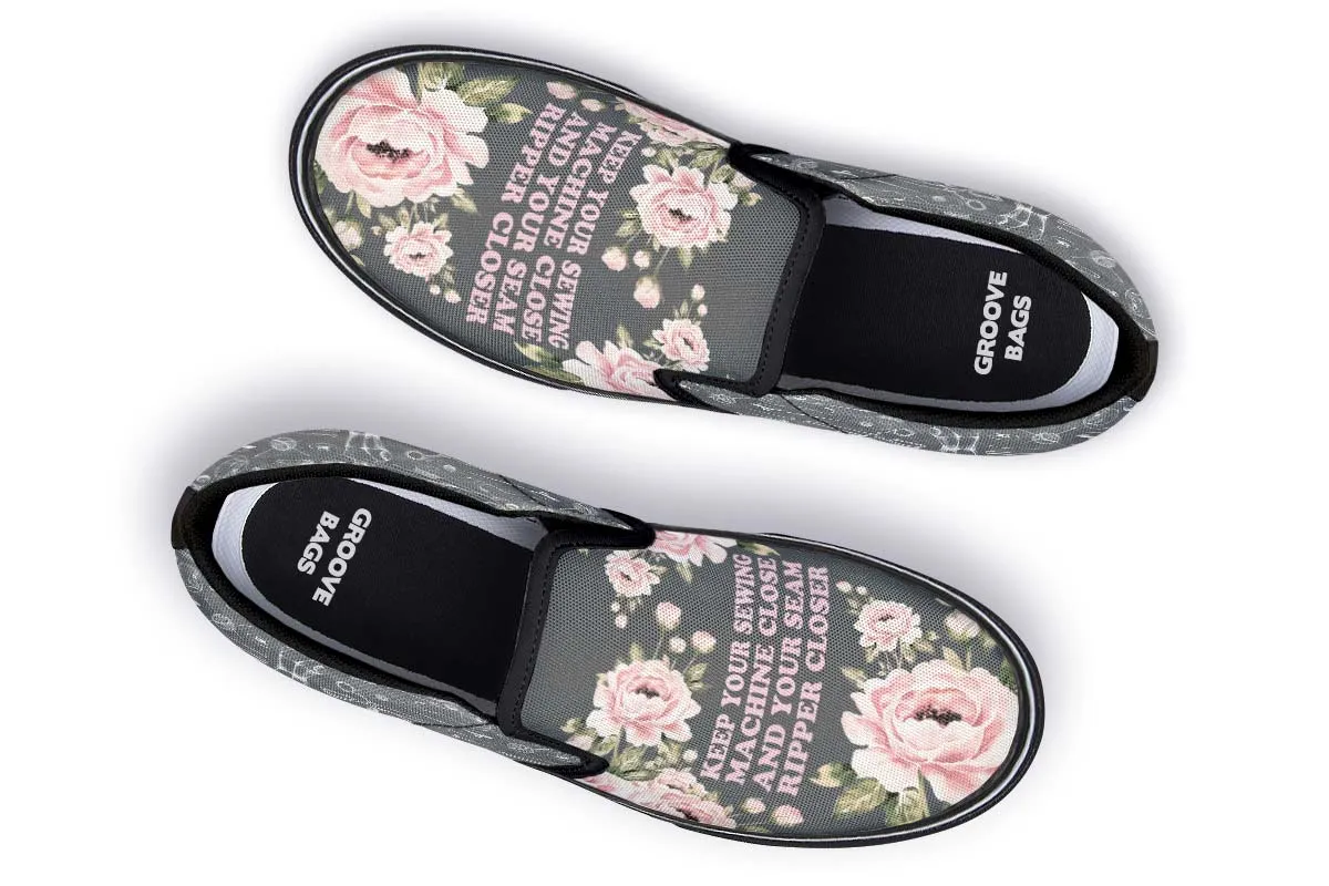 Floral Sewing Slip-On Shoes